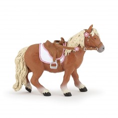 Figura del poni Shetland con silla de montar