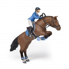 Show jumping horse and his rider figurine