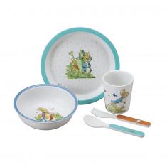 Blaues Peter Rabbit-Geschirrset: 5-teilig