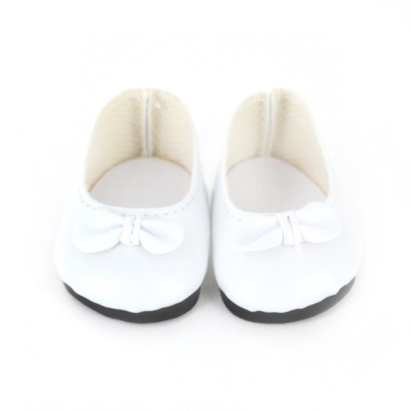 Accessories for 28 cm doll: White ballerinas with bow - PetitCollin-602805