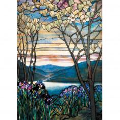 1000 Teile Puzzle: Magnolien und Iris, Tiffany