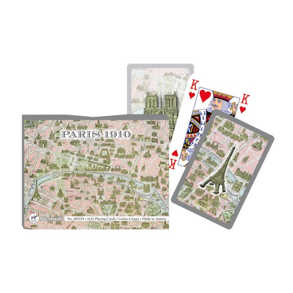Jeu de cartes : Coffret de 2 x 55 cartes : Plan de Paris en 1910 - Piatnik-2665