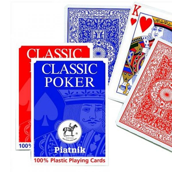 Jeu de 55 cartes Classic Poker Plastic : Bleu - Piatnik-1360B