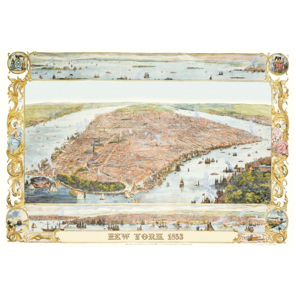Puzzle 1000 pièces : Plan de New-York en 1853 - Piatnik-5429