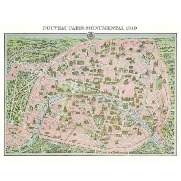 Puzzle 1000 pièces : Plan de Paris en 1910 - Piatnik-5428