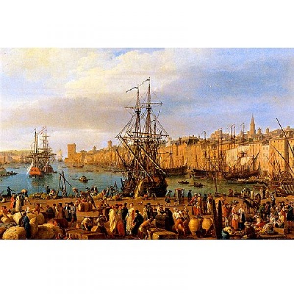 Puzzle 1000 pièces - Joseph Vernet : Le port de Marseille, vu de Pavillon de l'Horloge du Parc  - 17 - Piatnik-5620