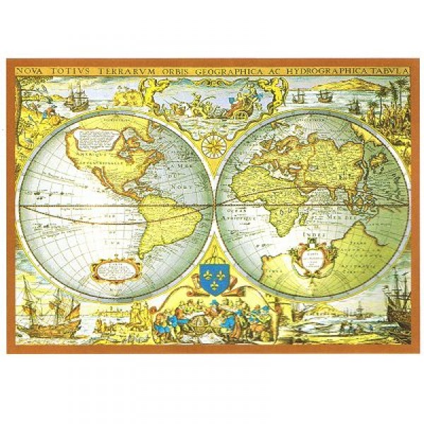 Puzzle 1000 pièces métallisé - Vieille carte du monde - Jeux et jouets ...