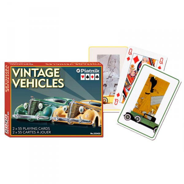 Set de 2 jeux de 55 cartes : Vintage Vehicules - Piatnik-2334