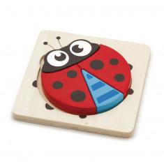 4-piece wooden interlocking puzzle: Ladybug