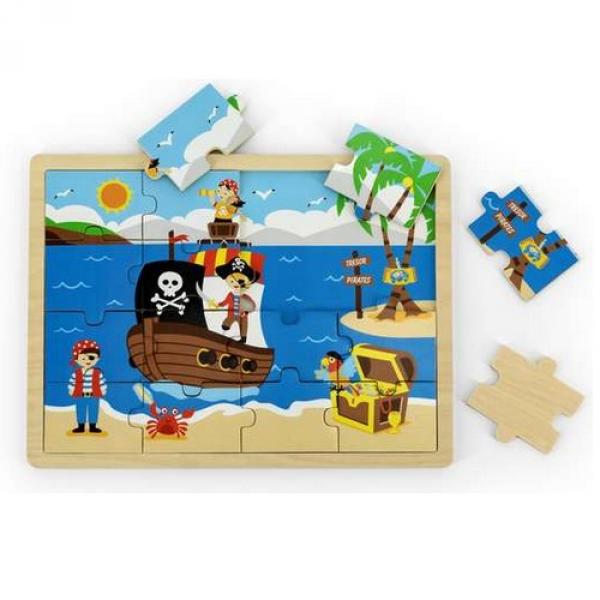 16-teiliges Holzpuzzle: Pirat - Plantoy-ASA30-51459