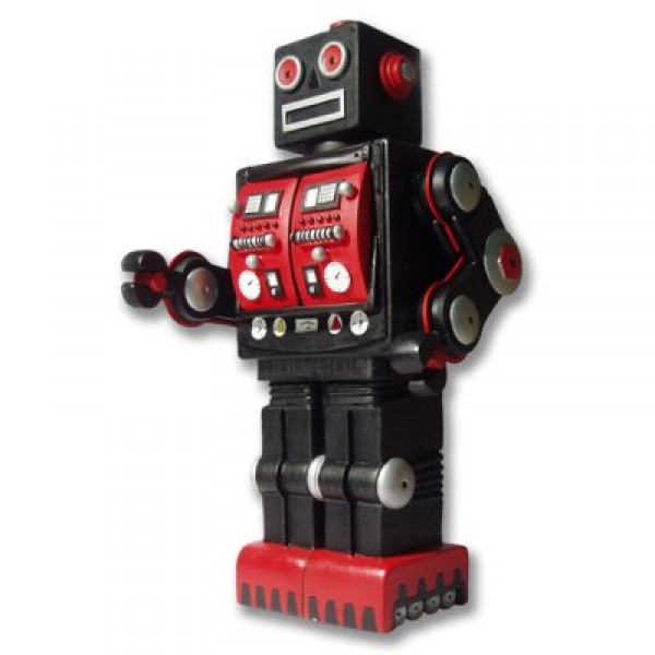 Tirelire Robot noir et rouge  - Plastoy-80013