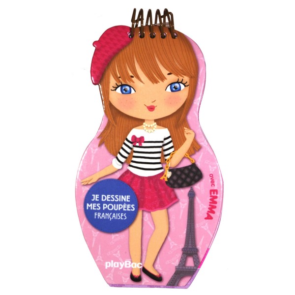 Carnet créatif Minimiki : Je dessine mes poupées françaises avec Emma - PlayBac-6411186