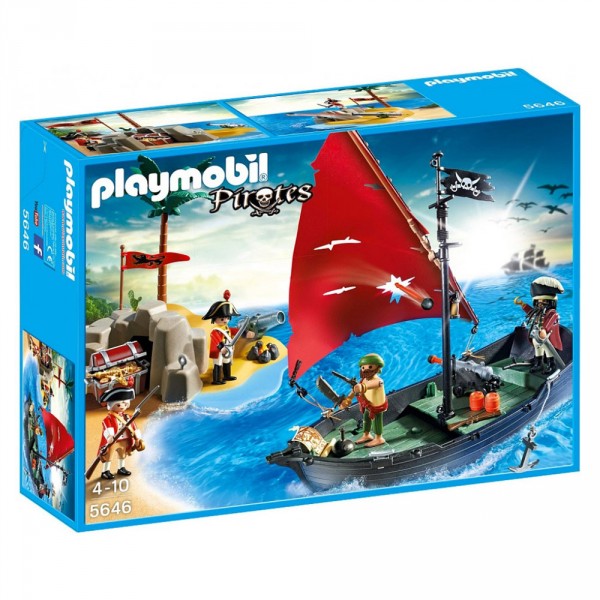 Playmobil 5646 Pirates : Chaloupe et île au trésor - Playmobil-5646