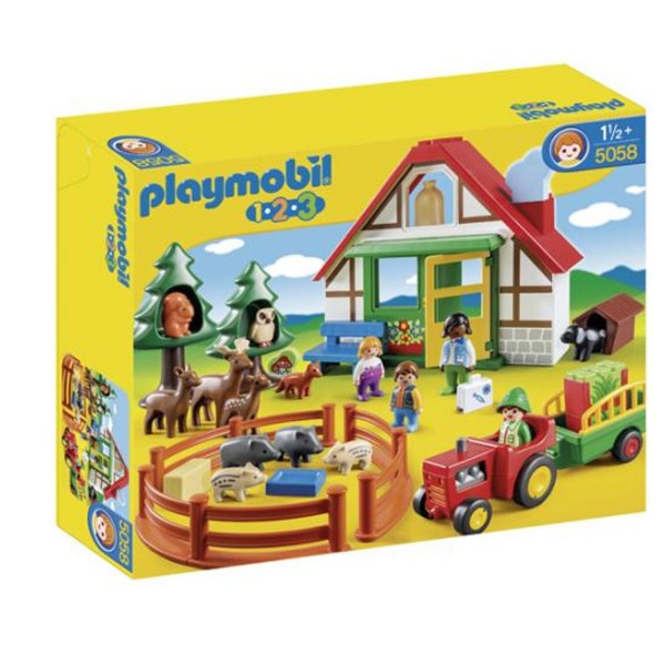 Playmobil 5058 - 1.2.3 - Coffret Maison forestière et animaux - Playmobil-5058