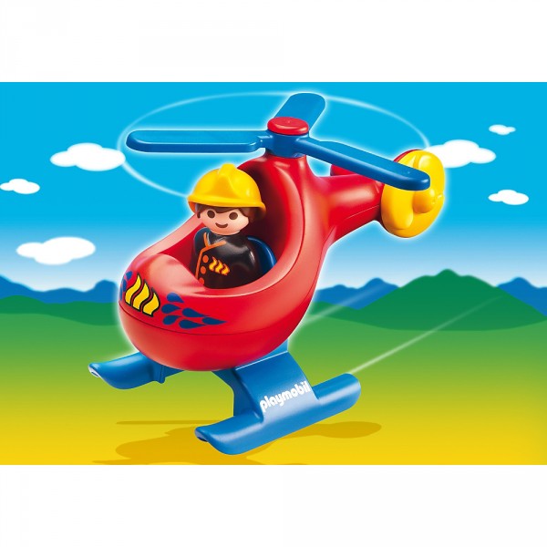 Playmobil 6789 - 1.2.3 - Pompier avec hélicoptère - Playmobil-6789