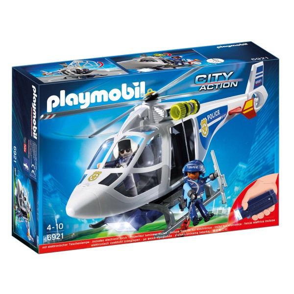 Playmobil 6921 City Action : Hélicoptère de police avec projecteur de recherche - Playmobil-6921