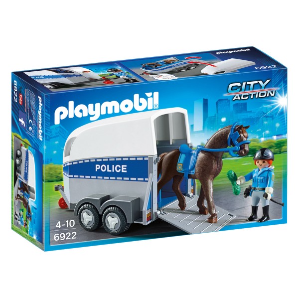 Playmobil 6922 City Action : Policière avec cheval et remorque - Playmobil-6922
