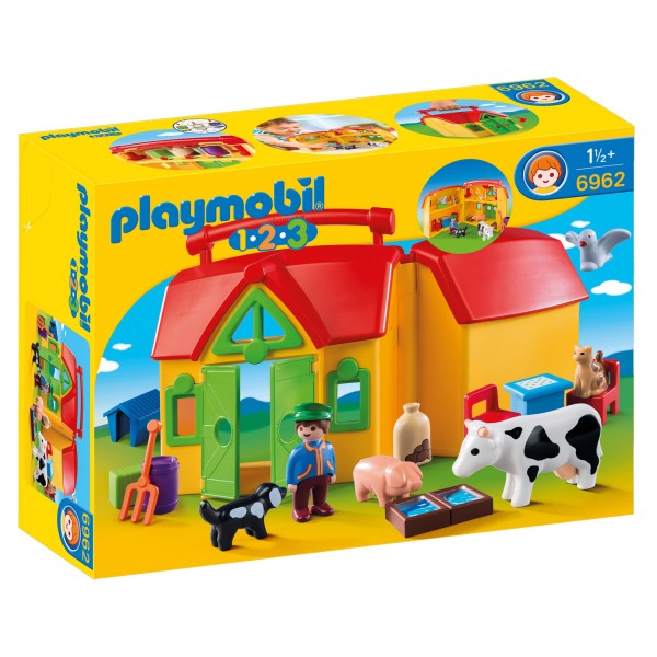 Playmobil 6962 1.2.3. : Ferme transportable avec animaux - Playmobil-6962