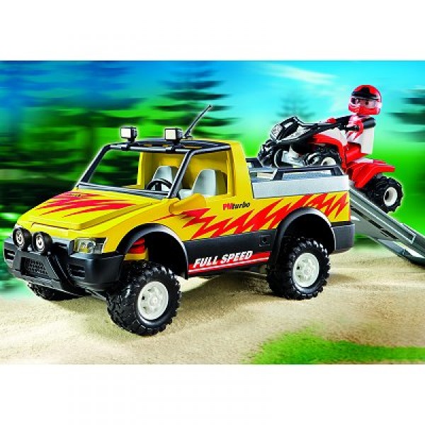 Playmobil 4228 - Pick-up et quad de course rouge - Playmobil-4228
