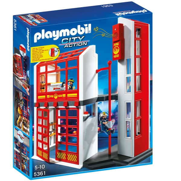 Playmobil 5361 : Caserne de pompiers avec alarme - Playmobil-5361