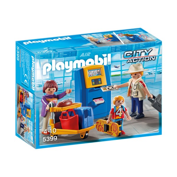 Playmobil 5399 City Action : Famille de vacanciers et borne d'enregistrement - Playmobil-5399