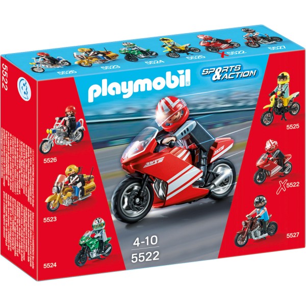 Playmobil 5522 : Moto de course rouge - Playmobil-5522