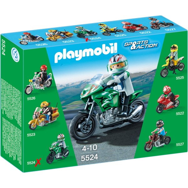 Playmobil 5524 : Moto de sport verte - Playmobil-5524