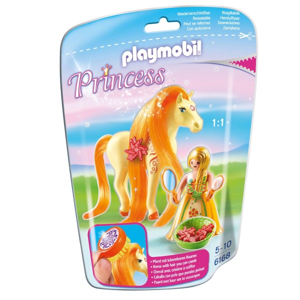 Playmobil 6168 : Princess : Princesse Mimosa avec son cheval à coiffer - Playmobil-6168