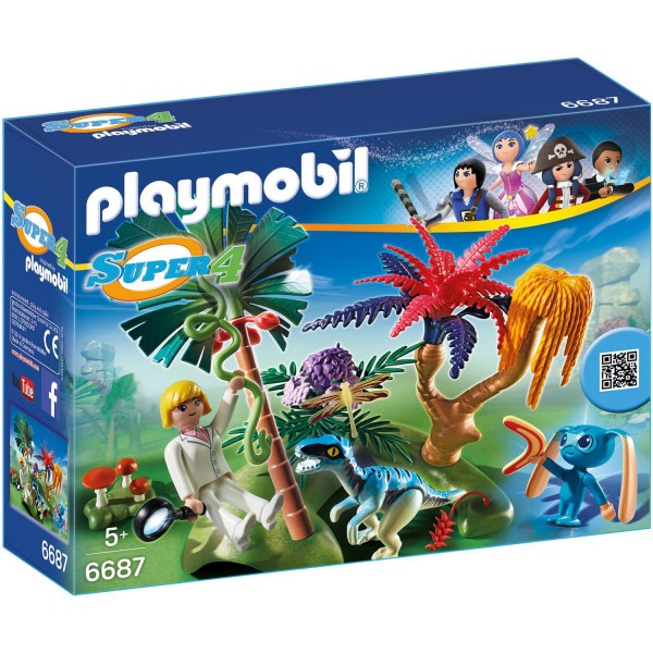 Playmobil 6687:  Super 4 : Ile perdue avec Alien et vélociraptor - Playmobil-6687