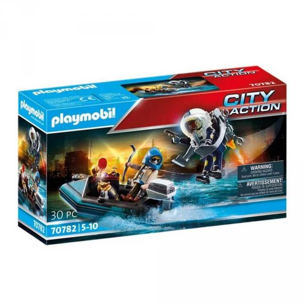 Playmobil 70782 City Action: Polizist mit Rucksackreaktor und Kanu - Playmobil-70782