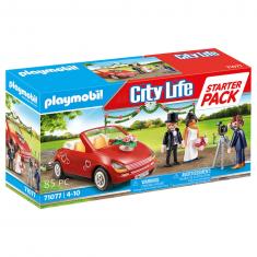 Playmobil 71077 Stadtleben: Hochzeitspaar mit Fotograf und Auto