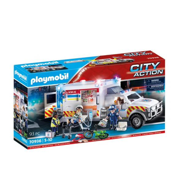 Playmobil 70936 City Action : Ambulance avec secouristes et blessé - Playmobil-70936