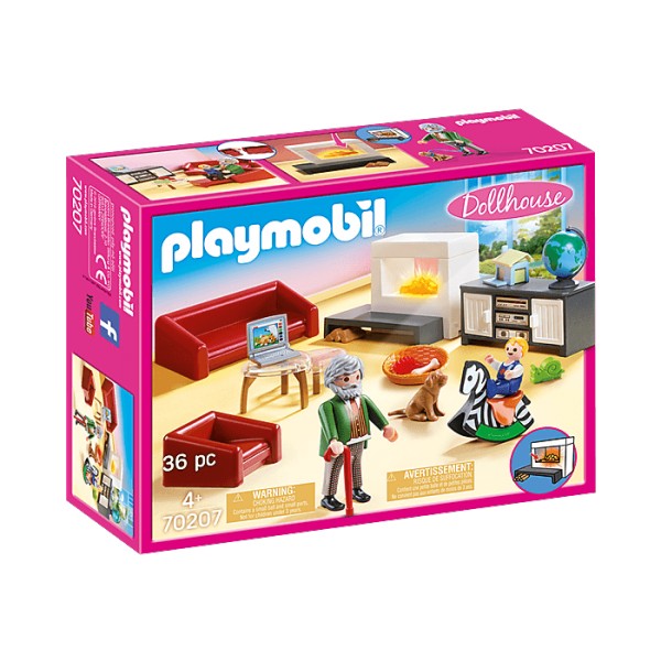 Playmobil 70207 Dollhouse: Living room with fireplace - Playmobil-70207