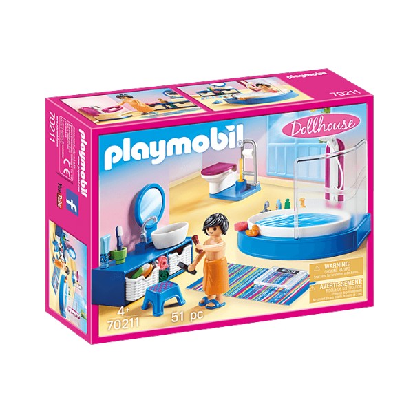Playmobil 70211 Dollhouse: Bathroom with bathtub - Playmobil-70211