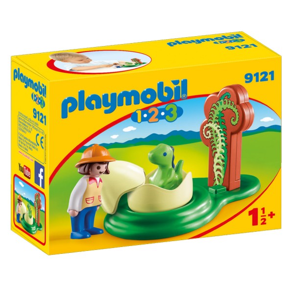 Playmobil 9121 1.2.3. : Exploratrice et bébé dinosaure - Playmobil-9121