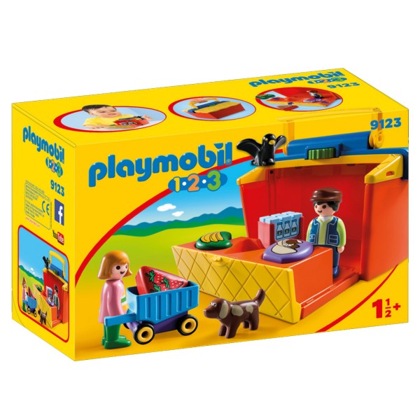 Playmobil 9123 1.2.3. : Étal de marché transportable - Playmobil-9123