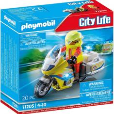 Playmobil 71205 Stadtleben: Rettungshelfer mit Motorrad und Lichteffekt