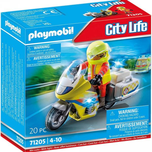 Playmobil 71205 Stadtleben: Rettungshelfer mit Motorrad und Lichteffekt - Playmobil-71205