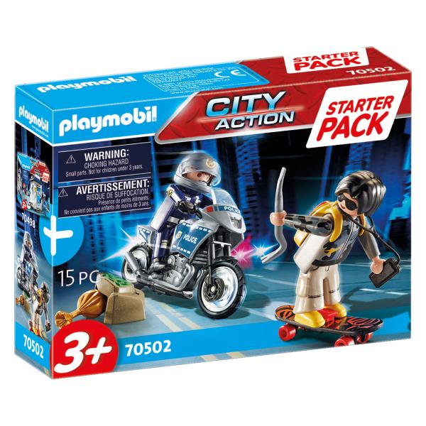 Playmobil 70502 City Action - Les policiers: Starter Pack Motard de police et voleur - Playmobil-70502