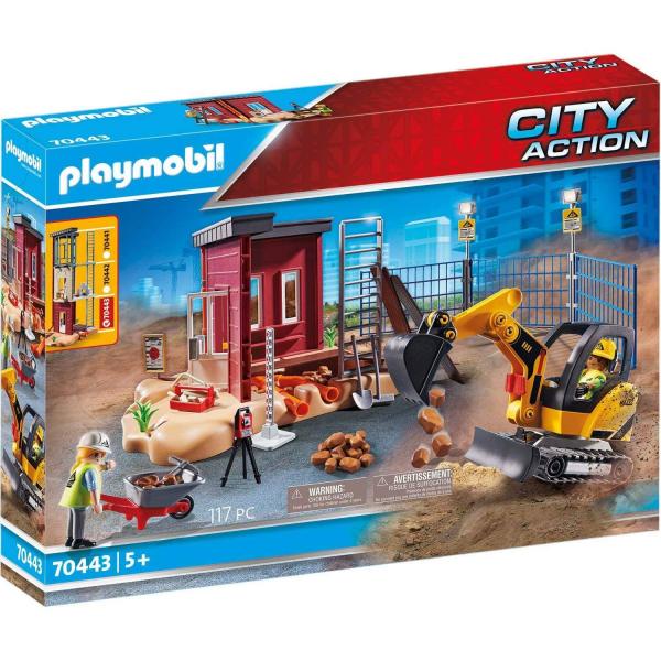 Playmobil 70443 : City Action - Mini-pelleteuse et chantier - Playmobil-70443