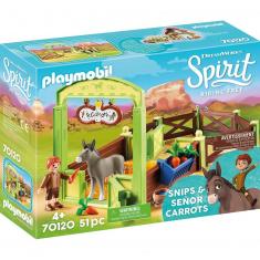 Playmobil 70120 Spirit Au galop en toute liberté: La mèche et Monsieur carotte avec box