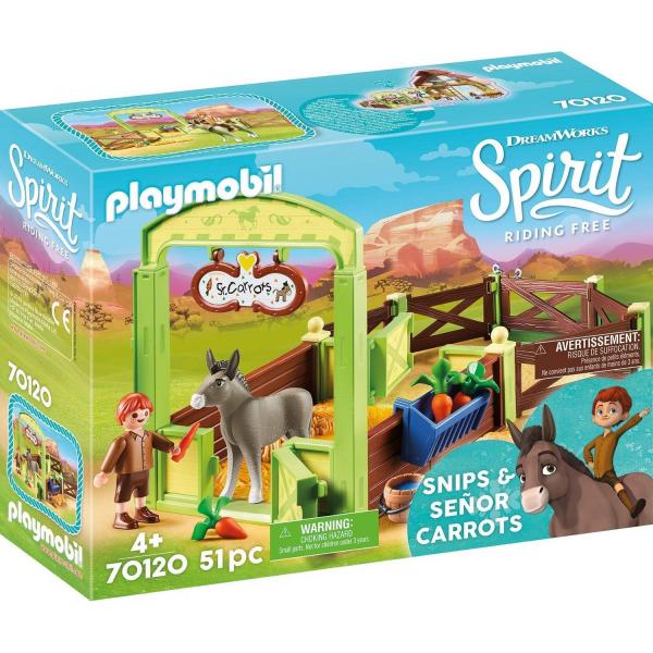 Playmobil 70120 Spirit Im Galopp in völliger Freiheit: Der Docht und Herr Karotte mit Kiste - Playmobil-70120