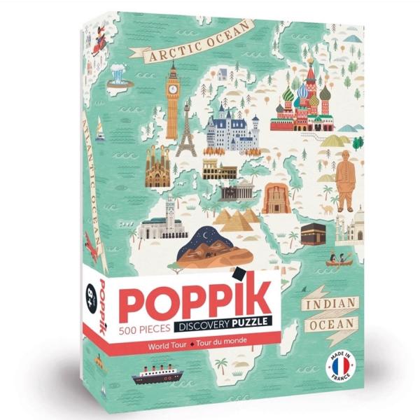 Puzzle éducatif 500 pièces : Tour du monde - Poppik-PUZ18