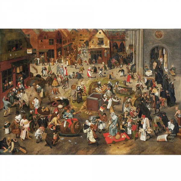Puzzle d'art en bois 750 pièces Michèle Wilson : Brueghel : Le combat de Carnaval et Carême - PMW-A338-750