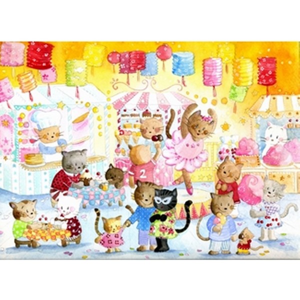 Puzzle en bois - Art Maxi 12 pièces - Barcilon :  La fête des chats - PMW-W150-12