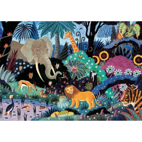 Puzzle en bois 50 pièces : Nuit dans la jungle, Alain Thomas - PMW-K065-50