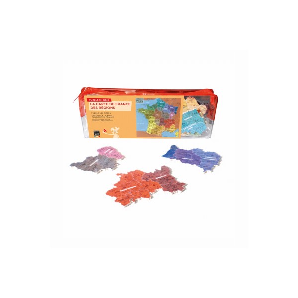 Puzzle de madera de 24 piezas: Mapa de Francia y Regiones - PMW-W80-24