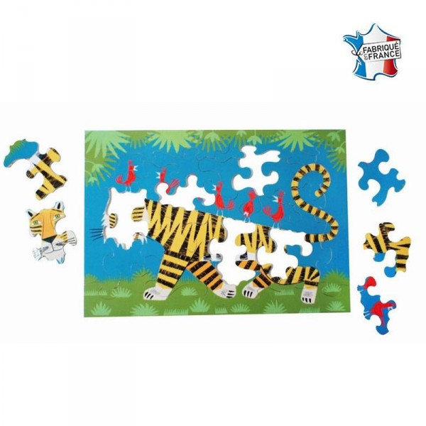 Puzzle en bois Fait Main 24 pièces : Le Tigre - PMW-K159-24