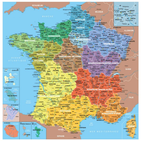 Puzzle en bois Fait Main 100 pièces : Carte de France des départements - PMW-K80-100