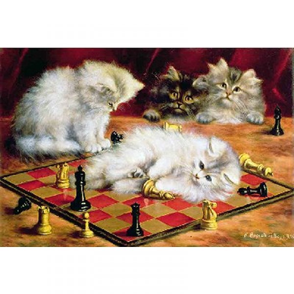 Michèle Wilson 250-Piece Wooden Art Puzzle - Talboys: Cats at the Chessboard - PMW-A968-250
